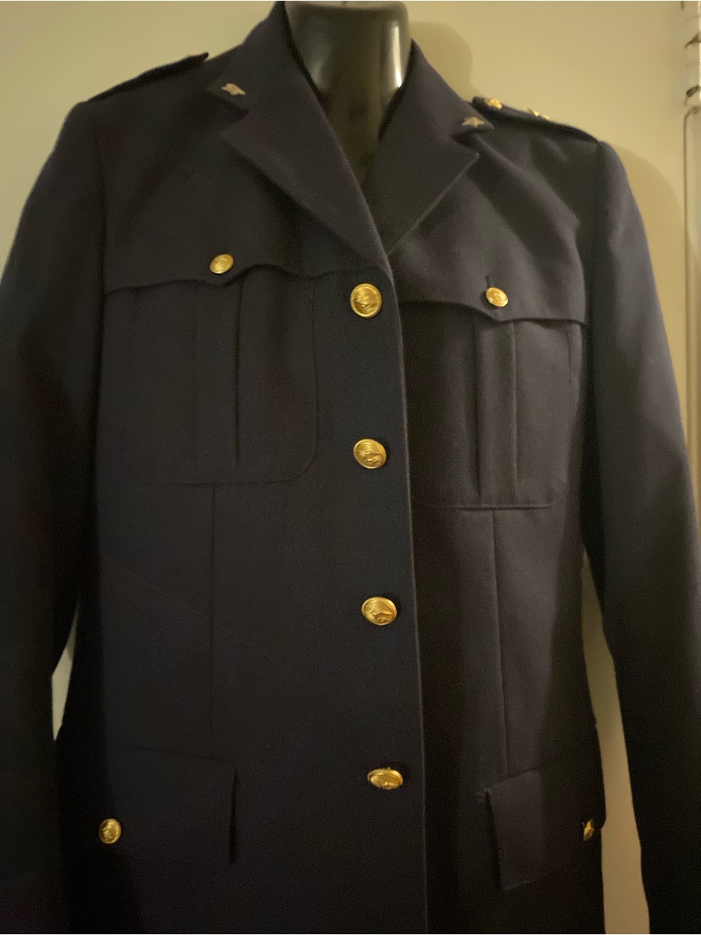 Source Unknown Navy Pea Coat with Gold Buttons
